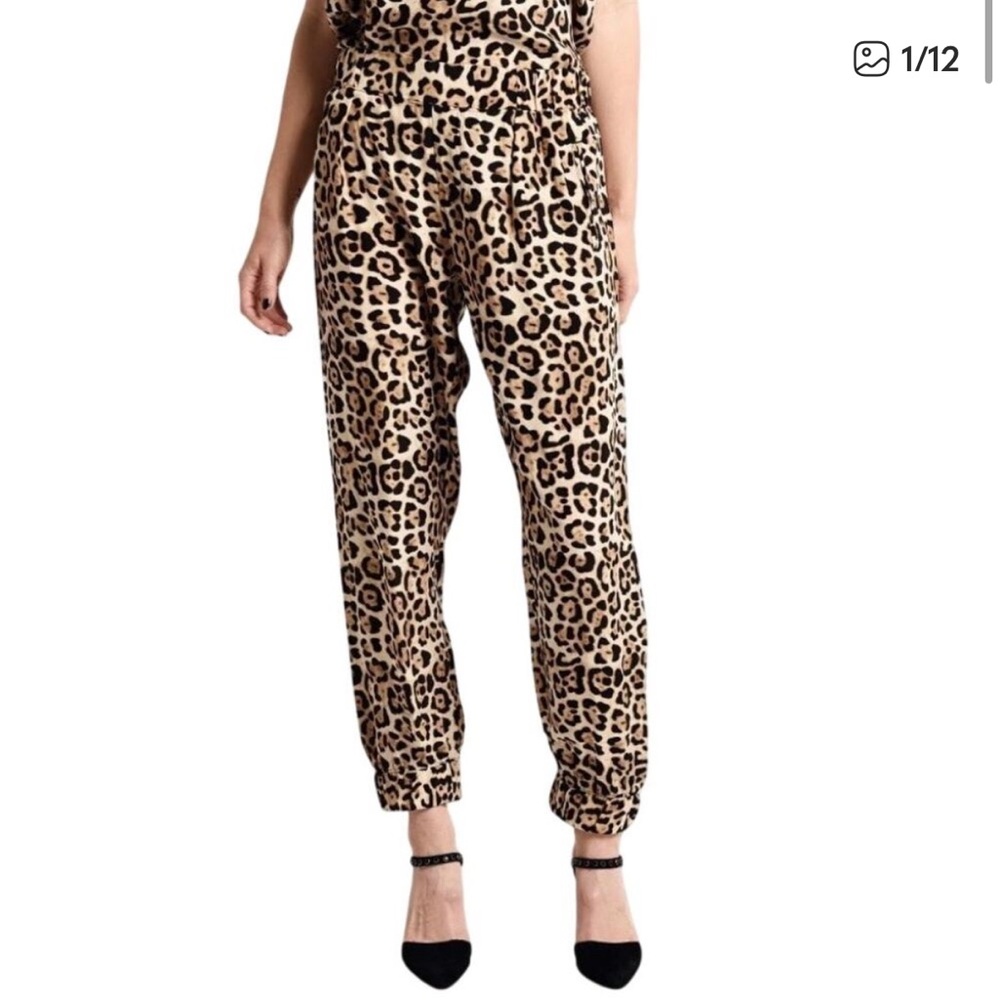 ATM Leopard Print Silk Pull on Pant Jogger XS